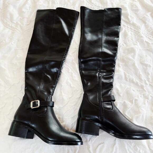 Dolce Vita Elyse Over-The-Knee Buckle Block Heel Boot Size 8 New - Picture 3 of 7